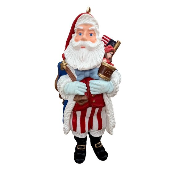 Patriotic Santa Claus Christmas Ornament 1996 Fitz & Floyd 5.5" - Picture 1 of 6